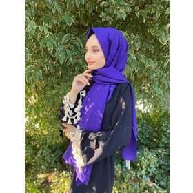 Siyane Scarf Kendinden Kırışık Kumaş Tek Renk Jazz Mor Şal
