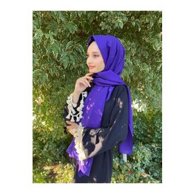 Siyane Scarf Kendinden Kırışık Kumaş Tek Renk Jazz Mor Şal