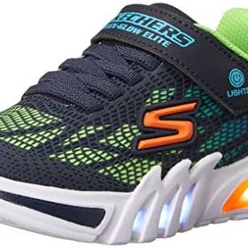 Skechers Erkek Çocuk Flex-Glow Elite Vorlo Spor Ayakkabı, Lacivert Sentetik Çoklu Kesim, 10.5 UK