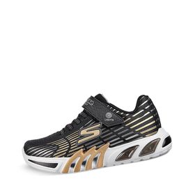 Skechers Flex-Glow Elite Siyah Sentetik Süs Mavi Limon Trim Whi 2 UK Erkek Çocuk Spor Ayakkabı