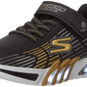Skechers Flex-Glow Elite Siyah Sentetik Süs Mavi Limon Trim Whi 2 UK Erkek Çocuk Spor Ayakkabı