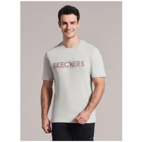 Skechers S221135-013 M Graphic Tee Big Logo Yuvarlak Yaka Düz Gri Erkek T-shirt