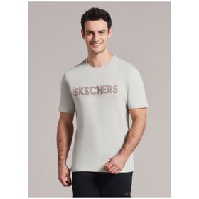 Skechers S221135-013 M Graphic Tee Big Logo Yuvarlak Yaka Düz Gri Erkek T-shirt