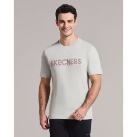 Skechers S221135-013 M Graphic Tee Big Logo Yuvarlak Yaka Düz Gri Erkek T-shirt