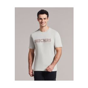 Skechers S221135-013 M Graphic Tee Big Logo Yuvarlak Yaka Düz Gri Erkek T-shirt