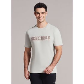 Skechers S221135-013 M Graphic Tee Big Logo Yuvarlak Yaka Düz Gri Erkek T-shirt
