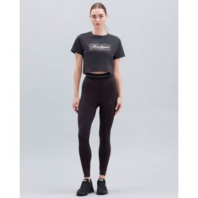 Skechers S221460-001 Shiny Logo Bisiklet Yaka Normal Kalıp Düz Siyah Kadın T-Shirt
