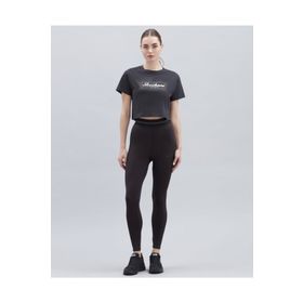 Skechers S221460-001 Shiny Logo Bisiklet Yaka Normal Kalıp Düz Siyah Kadın T-Shirt