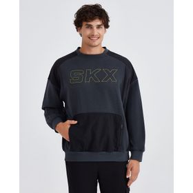 Skechers S232277-032 M LW Fleece Crew Neck Gri Erkek Sweatshirt
