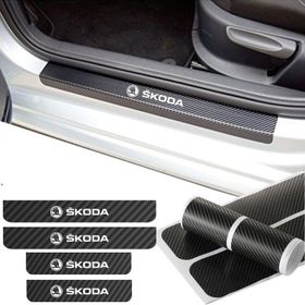 Skoda 4 Adet Karbon Kapı Eşiği Sticker