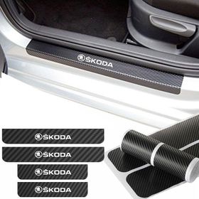 Skoda 4 Adet Karbon Kapı Eşiği Sticker