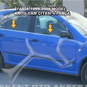 Skoda Fabia 1999-2008 Paslanmaz Çelik 4 Parça Krom Cam Çıtası