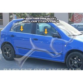 Skoda Fabia 1999-2008 Paslanmaz Çelik 4 Parça Krom Cam Çıtası