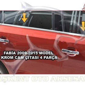Skoda Fabia 2008-2014 Paslanmaz Çelik 4 Parça Krom Cam Çıtası