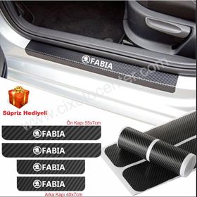Skoda Fabia 4 Adet Karbon Kapı Eşiği Sticker