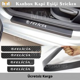 Skoda Felicia 4 Adet Karbon Kapı Eşiği Sticker