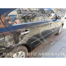 Skoda Octavia 2005-2013 Paslanmaz Çelik 4 Parça Krom Cam Çıtası