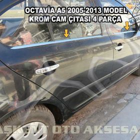 Skoda Octavia 2005-2013 Paslanmaz Çelik 4 Parça Krom Cam Çıtası