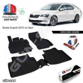 Skoda Superb 4D Havuzlu Kauçuk Paspas Takımı 2015 Üzeri A Kalite