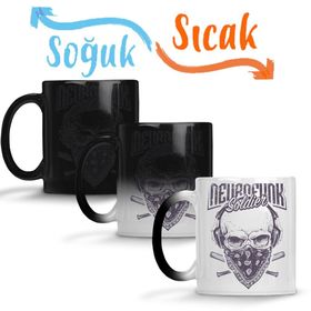 Skull Soldier Soldado Caveira Sihirli Porselen Kupa
