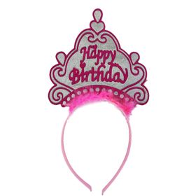 Skygo 24x15 cm Happy Birthday Neon Pembe Renk Doğum Günü Tacı
