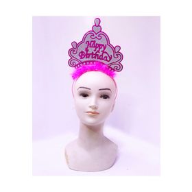 Skygo 24x15 cm Happy Birthday Neon Pembe Renk Doğum Günü Tacı