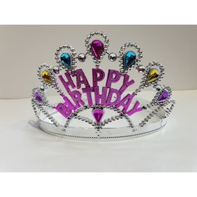 Skygo 60 cm Gümüş Renk Happy Birthday Yazılı Doğum Günü Tacı