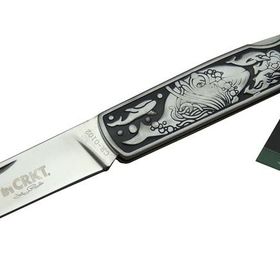 Skygo CRKT CR-0102 20 cm Balık Desenli Metal Sap Kılıflı Kutulu Kamp Çakı