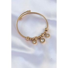 Skygo TJ-BB6089 316L Çelik Gold Renk Zirkon Taşlı Model Charm Bileklik