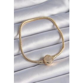 Skygo TJ-BB6423 316L Çelik Zincir Gold Renk Zirkon Taşlı Charm Model Kadın Bileklik