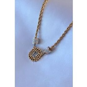 Skygo TJ-BKO7551 316L Çelik Gold Renk Lotus Model Zirkon Taşlı Burgu Zincir Kadın Kolye