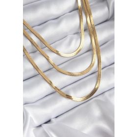 Skygo TJ-BKO8207 316L Çelik Gold Renk 3'lü İtalyan Zincir Model Kadın Kolye