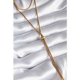 Skygo TJ-BKO8286 316L Çelik Gold Renk Tüp Zincir Asansör Model Kadın Kolye