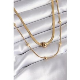 Skygo TJ-BKO8312 316L Çelik Gold Renk İtalyan Zincir Model Topçuk Detay Kadın Kolye
