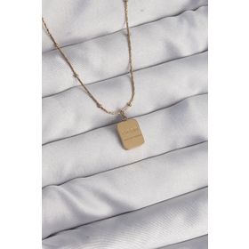 Skygo TJ-BKO8928 316L Çelik Gold Renk Kare Charm Model Kolye