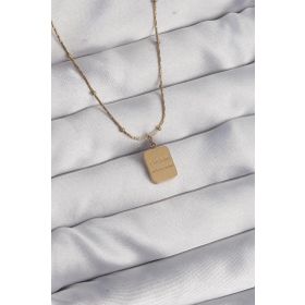 Skygo TJ-BKO8928 316L Çelik Gold Renk Kare Charm Model Kolye