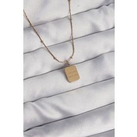 Skygo TJ-BKO8928 316L Çelik Gold Renk Kare Charm Model Kolye