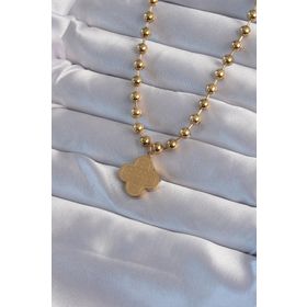 Skygo TJ-BKO8988 316L Çelik Top Zincirli Gold Renk İşlemeli Yonca Model Kolye