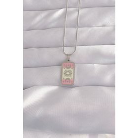 Skygo TJ-BKO9045 316L Çelik Gümüş Renk Pembe Mineli Ay Figür Tarot Kolye