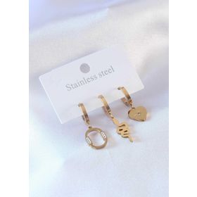 Skygo TJ-BKP7347 316L Çelik Gold Renk Yılan Model Kalp Detay Zirkon Taşlı Kadın Küpe