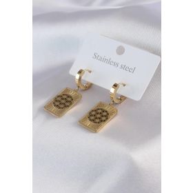Skygo TJ-BKP7490 316L Çelik Gold Renk Lotus İşleme Kadın Küpe
