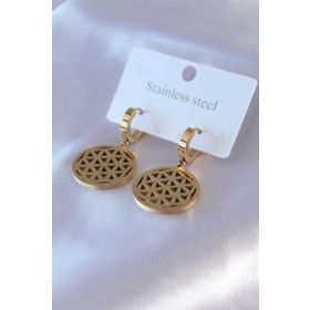 Skygo TJ-BKP7680 316L Çelik Gold Renk Lotus Model Kadın Küpe