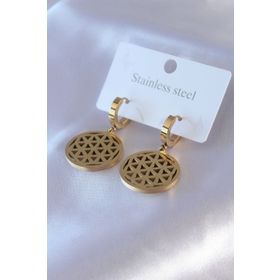 Skygo TJ-BKP7680 316L Çelik Gold Renk Lotus Model Kadın Küpe
