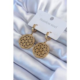 Skygo TJ-BKP8026 316L Çelik Gold Renk Lotus Model Kadın Küpe