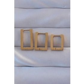 Skygo TJ-BKP9159 316L Çelik Gold Renk Dikdörtgen Küpe Seti