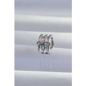 Skygo TJ-BKP9330 Pirinç Gümüş Renk Yonca Earcuff Küpe