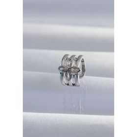 Skygo TJ-BKP9330 Pirinç Gümüş Renk Yonca Earcuff Küpe