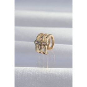 Skygo TJ-BKP9331 Pirinç Gold Renk Yonca Earcuff Küpe