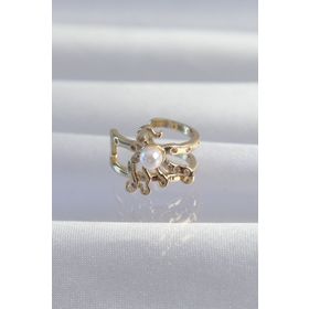 Skygo TJ-BKP9333 Pirinç Gold Renk İncili Ahtapot Earcuff Küpe