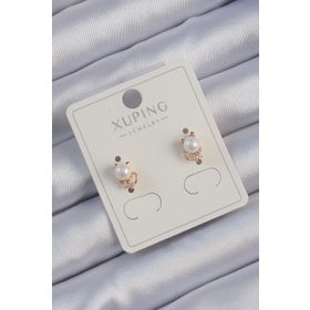 Skygo TJ-BKP9401 Xuping Rose Renk Zirkon Taşlı İncili Kedi Küpe